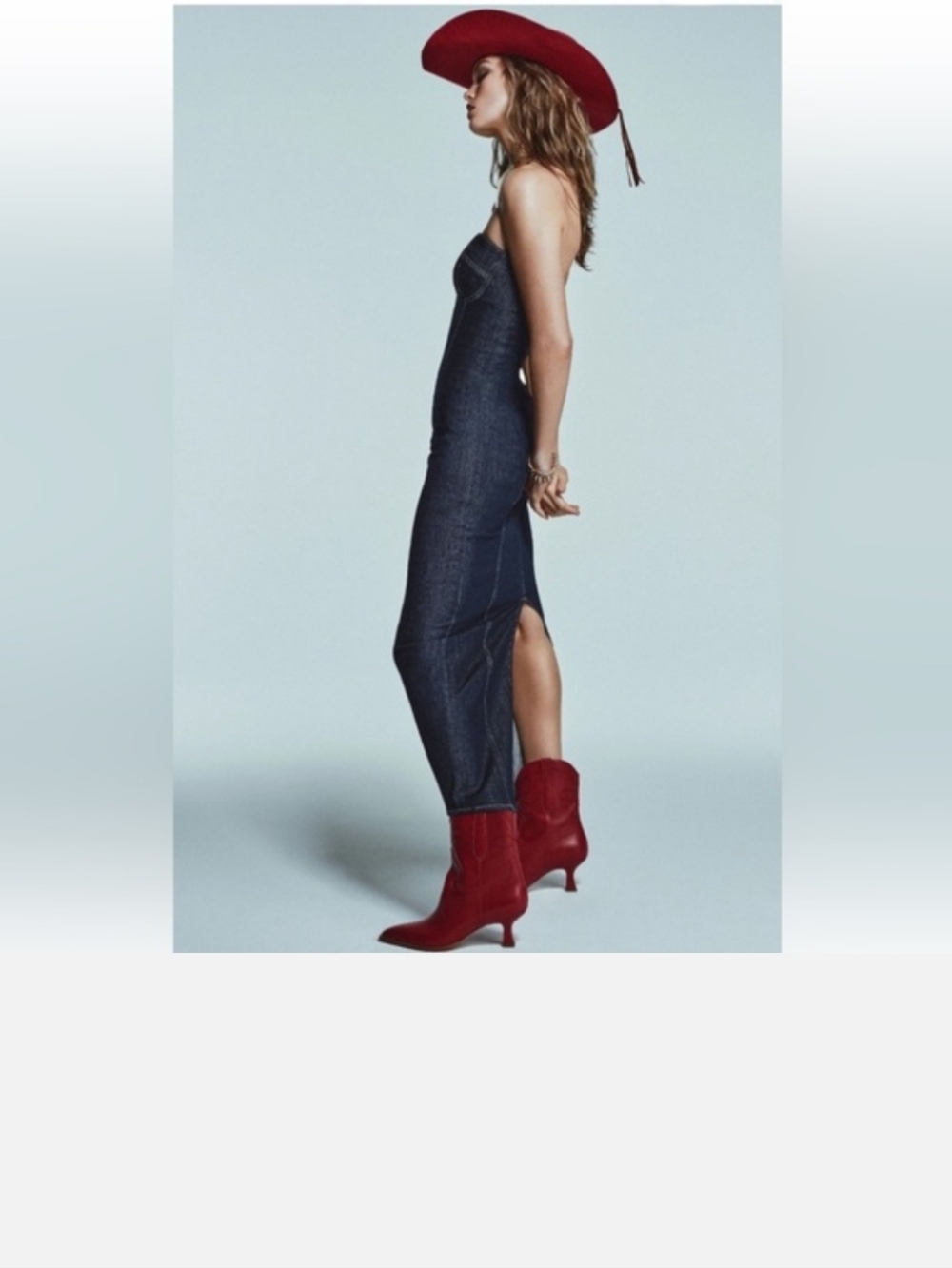 Anthropologie Grey Lab Denim Strapless Midi Dress Medium